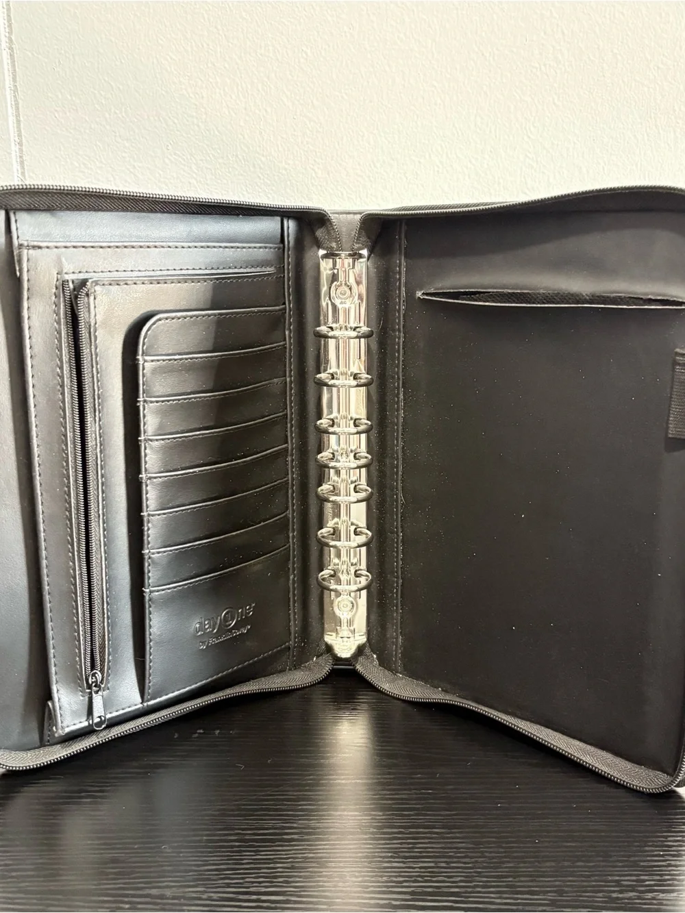 Franklin Covey Day One 7 Ring Black Zip Planner Organizer Carry Handle